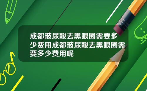 成都玻尿酸去黑眼圈需要多少费用成都玻尿酸去黑眼圈需要多少费用呢
