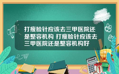 打瘦脸针应该去三甲医院还是整容机构 打瘦脸针应该去三甲医院还是整容机构好