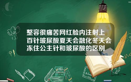 整容很痛苦网红脸内注射上百针玻尿酸夏天会融化冬天会冻住公主针和玻尿酸的区别