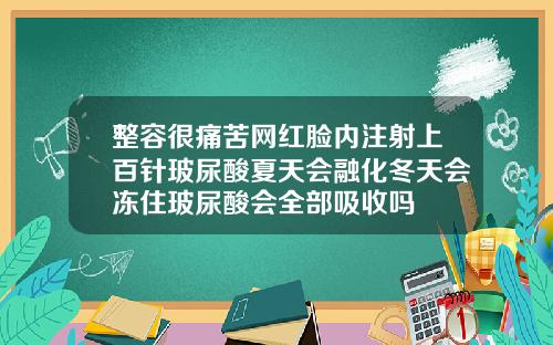 整容很痛苦网红脸内注射上百针玻尿酸夏天会融化冬天会冻住玻尿酸会全部吸收吗
