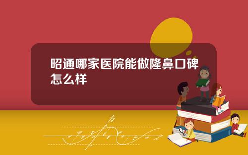 昭通哪家医院能做隆鼻口碑怎么样