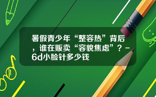暑假青少年“整容热”背后，谁在贩卖“容貌焦虑”？-6d小脸针多少钱