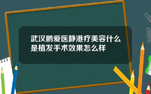 武汉鹏爱医静港疗美容什么是植发手术效果怎么样