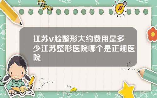 江苏v脸整形大约费用是多少江苏整形医院哪个是正规医院