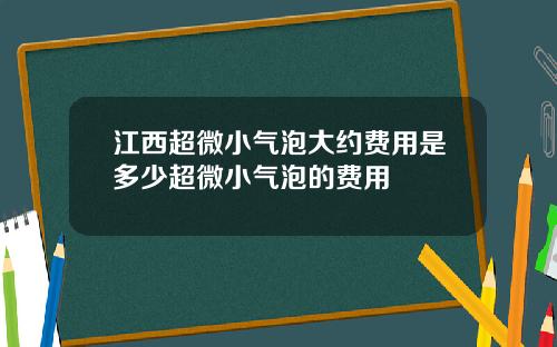 江西超微小气泡大约费用是多少超微小气泡的费用