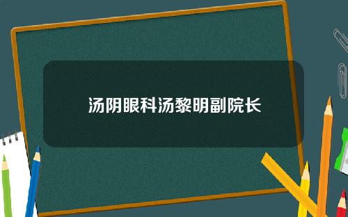 汤阴眼科汤黎明副院长