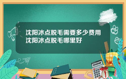 沈阳冰点脱毛需要多少费用沈阳冰点脱毛哪里好