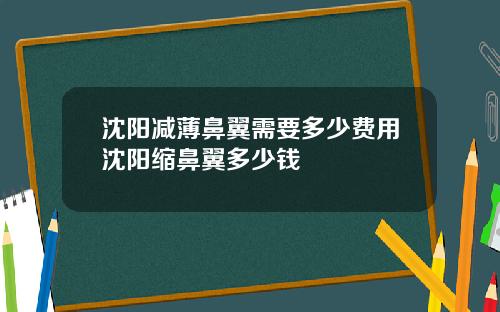 沈阳减薄鼻翼需要多少费用沈阳缩鼻翼多少钱