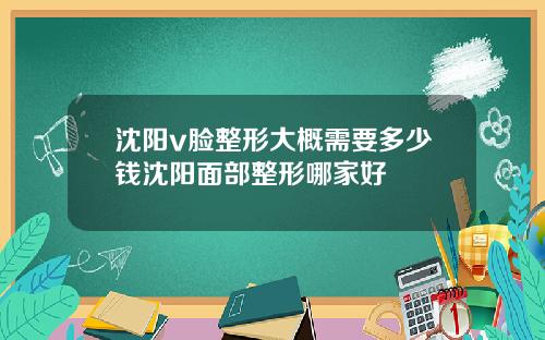 沈阳v脸整形大概需要多少钱沈阳面部整形哪家好