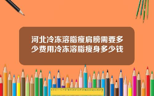 河北冷冻溶脂瘦肩膀需要多少费用冷冻溶脂瘦身多少钱