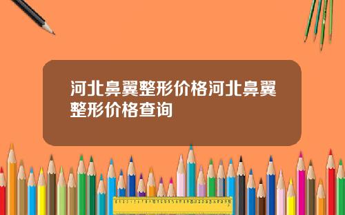 河北鼻翼整形价格河北鼻翼整形价格查询