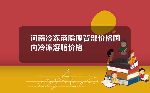 河南冷冻溶脂瘦背部价格国内冷冻溶脂价格