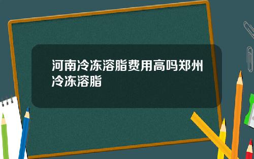 河南冷冻溶脂费用高吗郑州冷冻溶脂