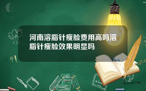 河南溶脂针瘦脸费用高吗溶脂针瘦脸效果明显吗