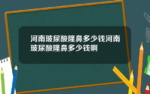 河南玻尿酸隆鼻多少钱河南玻尿酸隆鼻多少钱啊