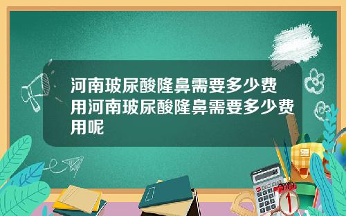 河南玻尿酸隆鼻需要多少费用河南玻尿酸隆鼻需要多少费用呢