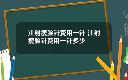 注射瘦脸针费用一针 注射瘦脸针费用一针多少