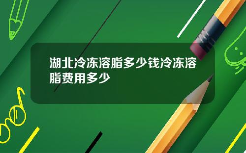 湖北冷冻溶脂多少钱冷冻溶脂费用多少