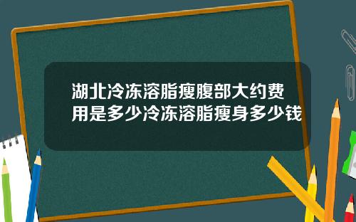 湖北冷冻溶脂瘦腹部大约费用是多少冷冻溶脂瘦身多少钱