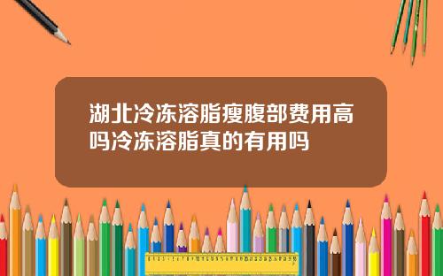 湖北冷冻溶脂瘦腹部费用高吗冷冻溶脂真的有用吗