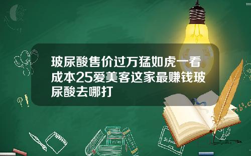 玻尿酸售价过万猛如虎一看成本25爱美客这家最赚钱玻尿酸去哪打
