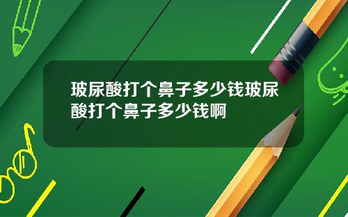 玻尿酸打个鼻子多少钱玻尿酸打个鼻子多少钱啊