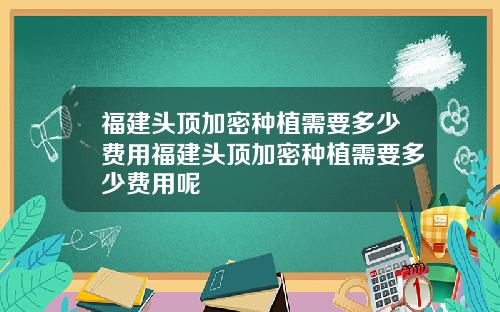 福建头顶加密种植需要多少费用福建头顶加密种植需要多少费用呢