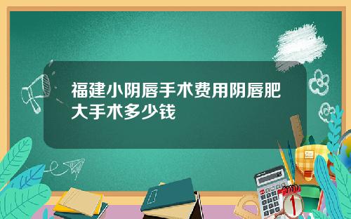 福建小阴唇手术费用阴唇肥大手术多少钱