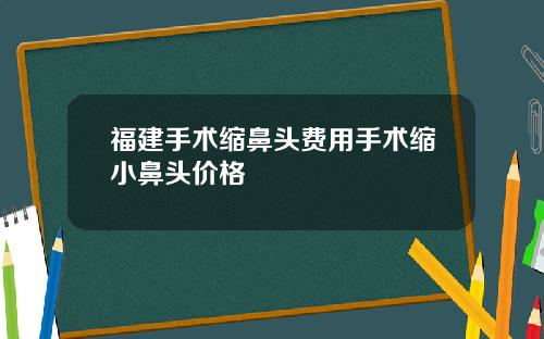 福建手术缩鼻头费用手术缩小鼻头价格
