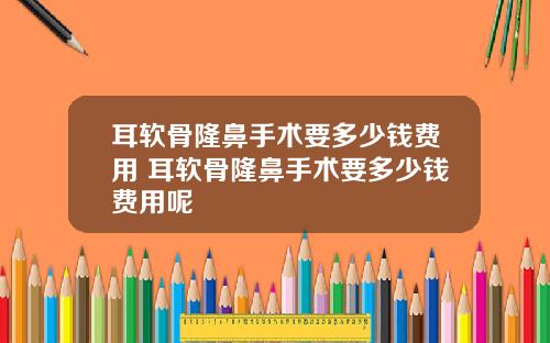 耳软骨隆鼻手术要多少钱费用 耳软骨隆鼻手术要多少钱费用呢