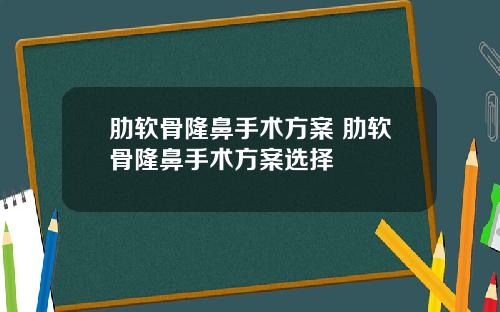 肋软骨隆鼻手术方案 肋软骨隆鼻手术方案选择