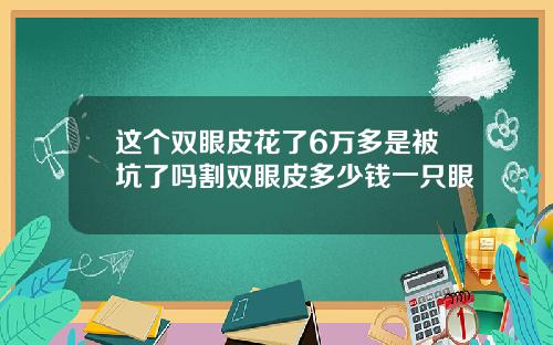这个双眼皮花了6万多是被坑了吗割双眼皮多少钱一只眼