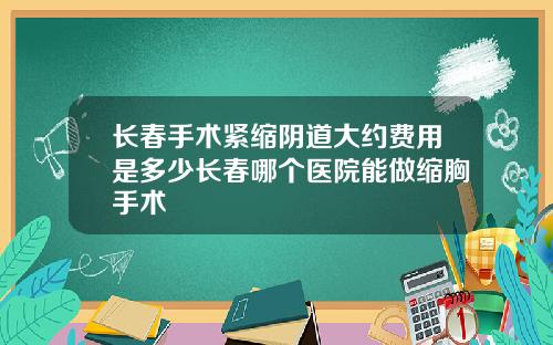 长春手术紧缩阴道大约费用是多少长春哪个医院能做缩胸手术