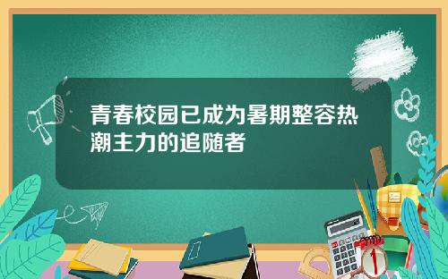 青春校园已成为暑期整容热潮主力的追随者