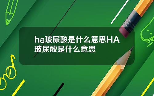 ha玻尿酸是什么意思HA玻尿酸是什么意思